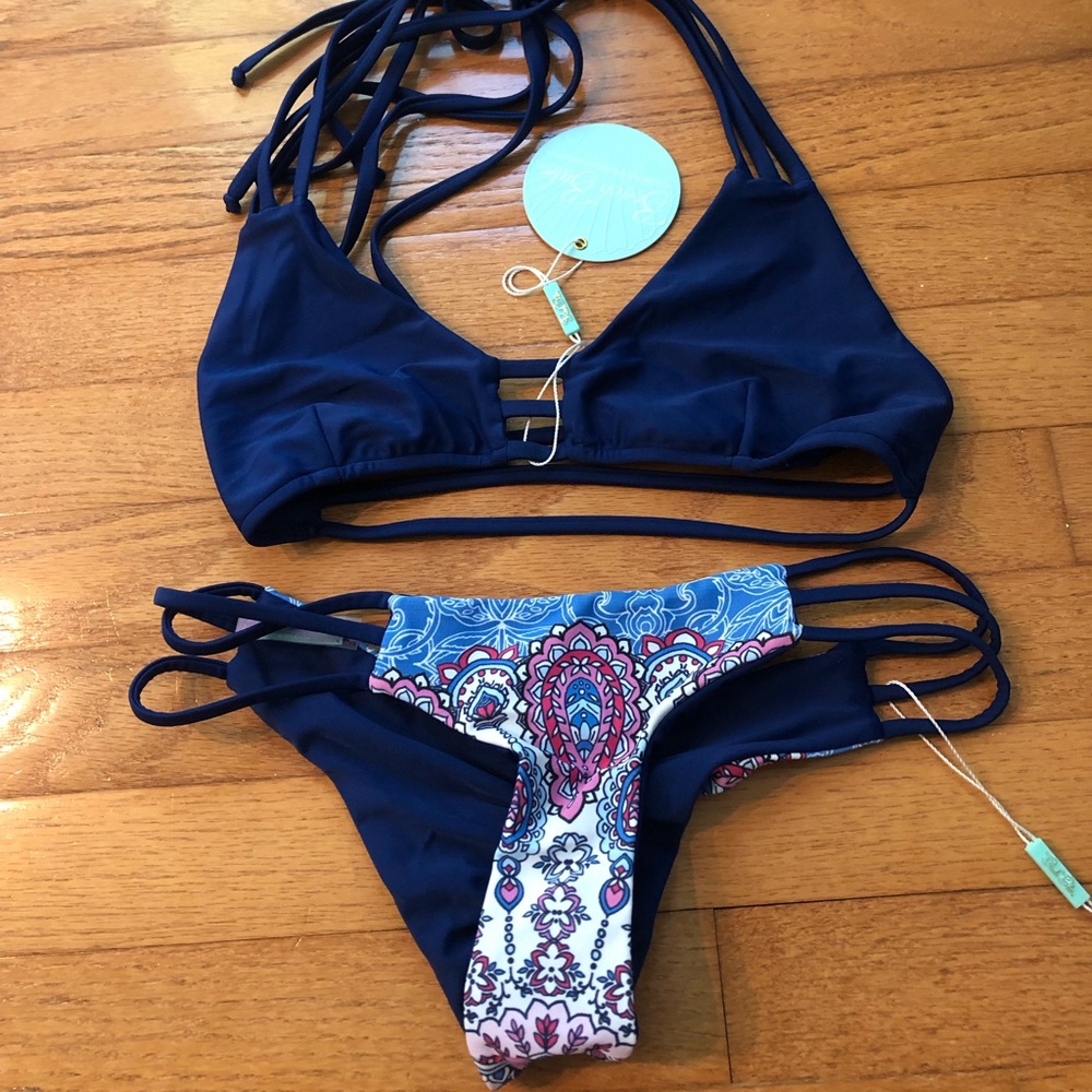 Navy bikini set. Both in size small.